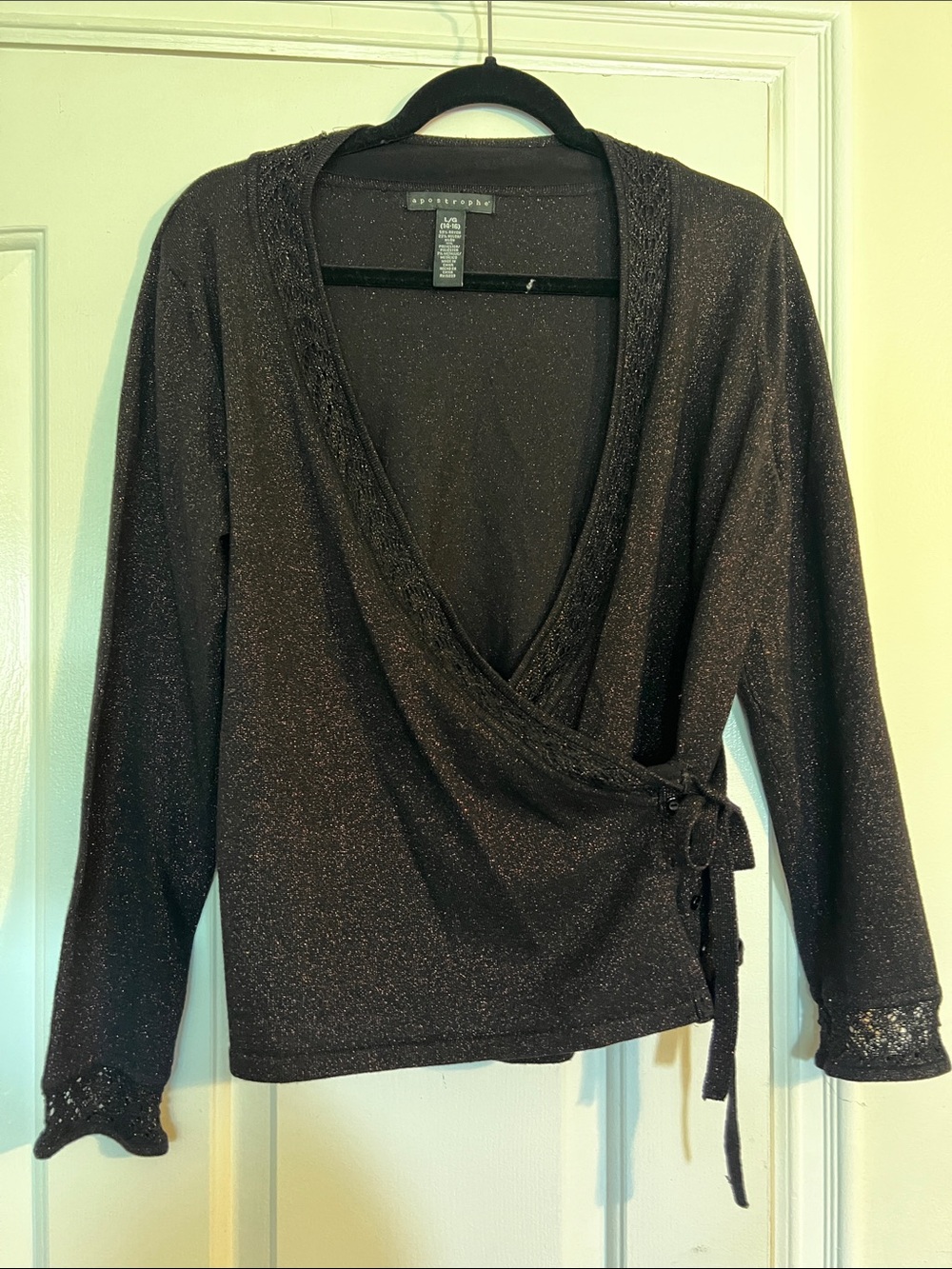 Apostrophe Black Metallic Sparkle Top